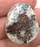 DVH Astrophyllite Druzy Fireworks Stone Natural Face Bead Pendant 36x28x19 (4882)