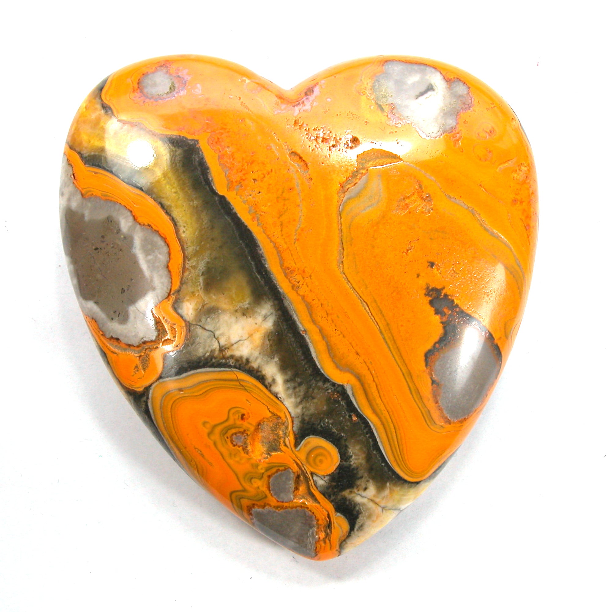 DVH 420g 14.8oz Bumble Bee Jasper Calcite BIG Heart Cavity Orange 104x99x29 (4020) - DVHdesigns