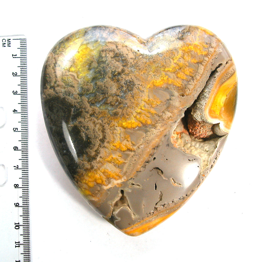 DVH 420g 14.8oz Bumble Bee Jasper Calcite BIG Heart Cavity Orange 104x99x29 (4020) - DVHdesigns