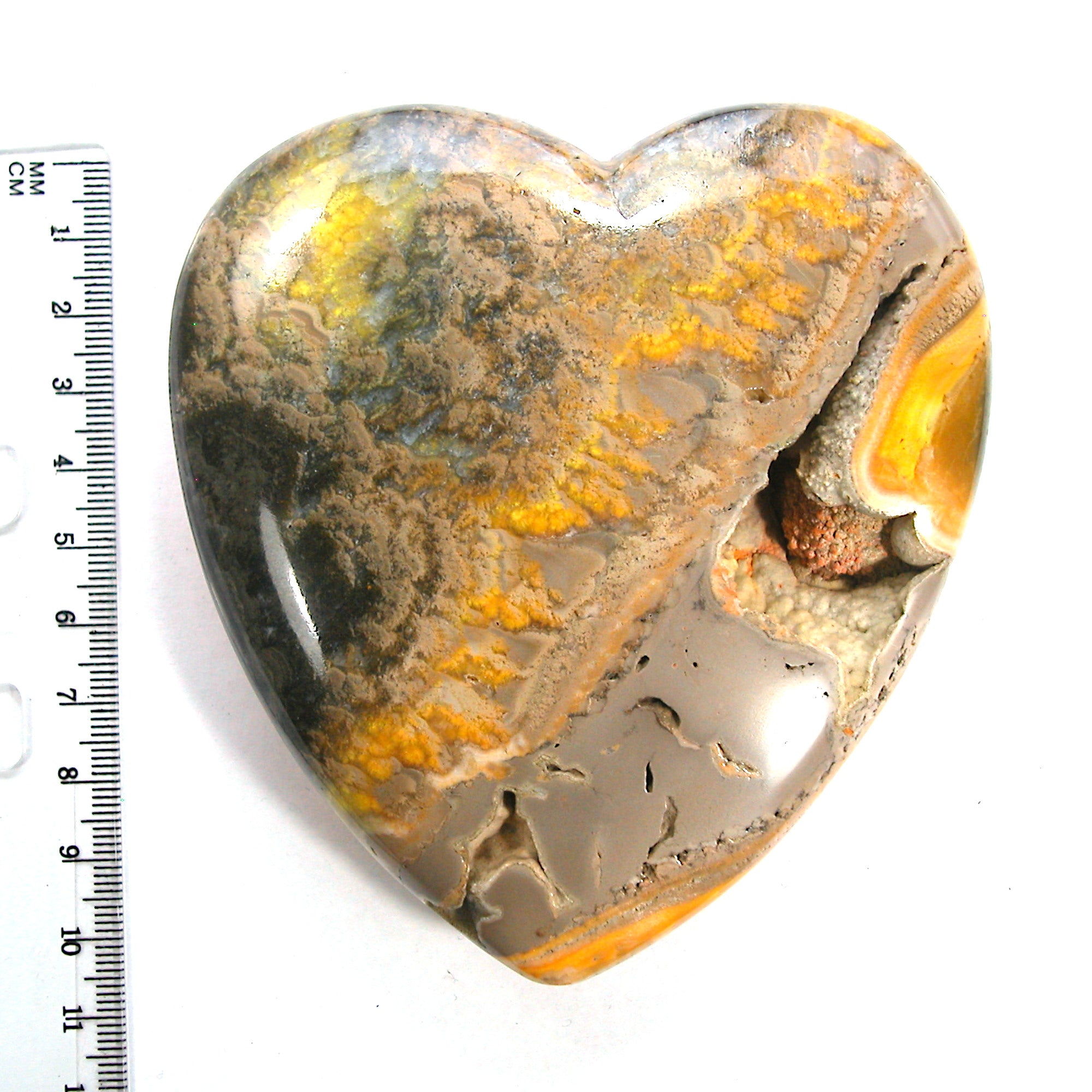DVH 420g 14.8oz Bumble Bee Jasper Calcite BIG Heart Cavity Orange 104x99x29 (4020) - DVHdesigns
