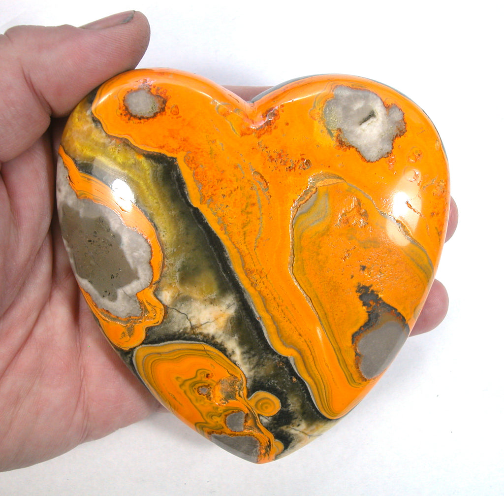 DVH 420g 14.8oz Bumble Bee Jasper Calcite BIG Heart Cavity Orange 104x99x29 (4020) - DVHdesigns