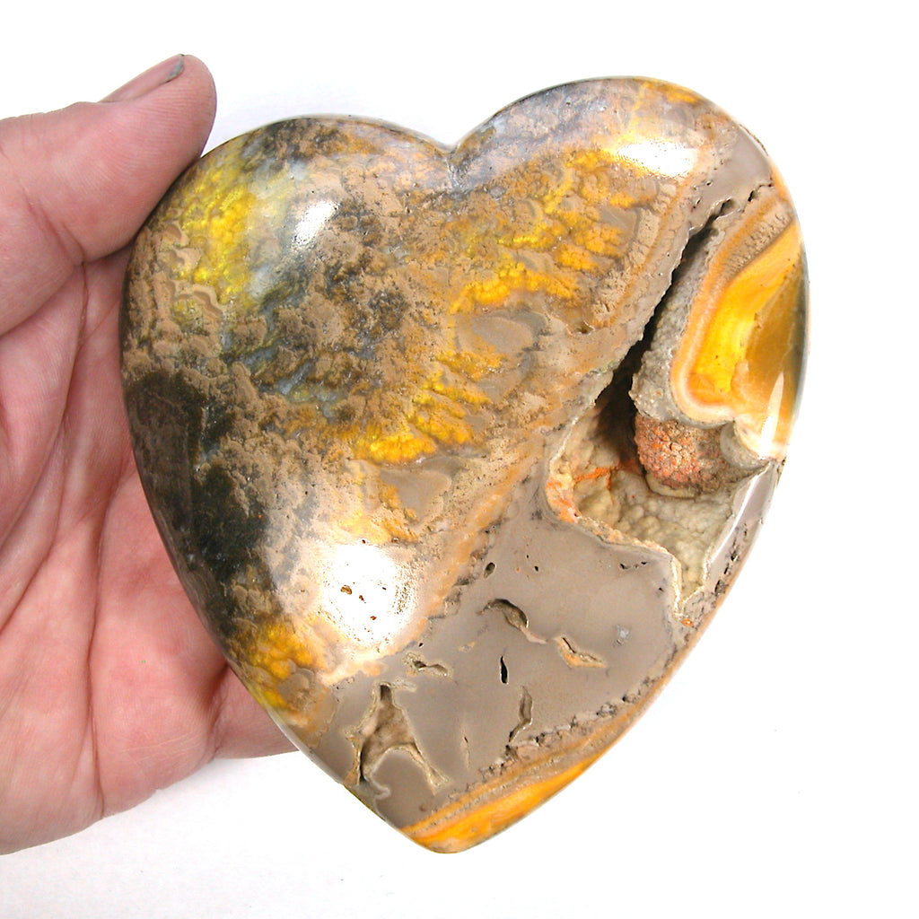 DVH 420g 14.8oz Bumble Bee Jasper Calcite BIG Heart Cavity Orange 104x99x29 (4020) - DVHdesigns
