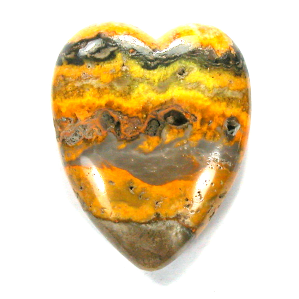 DVH 58g Bumble Bee Jasper Calcite Heart Meditation Stone 54x43x18 (4080)