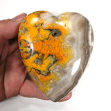 DVH 13oz Bumble Bee Jasper Calcite Heart Meditation Stone 98x78x34mm (4165)