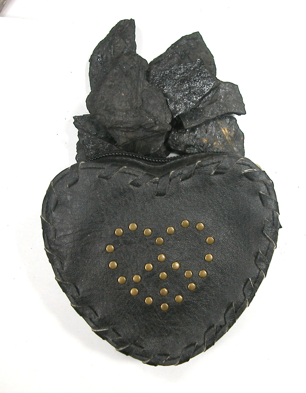 DVH 4oz Bituminous Coal in a Black Heart Faux Leather Zippered Bag Carbon Crystals - DVHdesigns