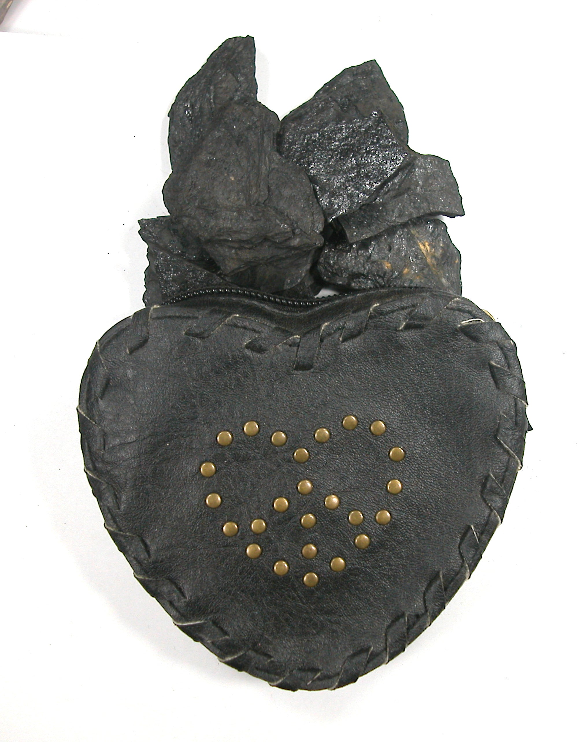 DVH 4oz Bituminous Coal in a Black Heart Faux Leather Zippered Bag Carbon Crystals - DVHdesigns