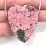 DVH Cobalto Calcite Heart Bead Pendant Pink Druzy Malachite 46x38x15 (4448)