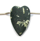 DVH Chinese Writing Rock Heart Bead Pendant Calligraphy Stone Aust. 44x29x12 (2815)