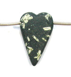 DVH Chinese Writing Rock Heart Bead Pendant Calligraphy Stone Aust. 41x25x10 (2816)