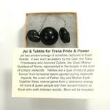DVH Genuine Jet & Tektite Bead 24" Necklace Trans Pride Power Mourning Jewelry (4912)