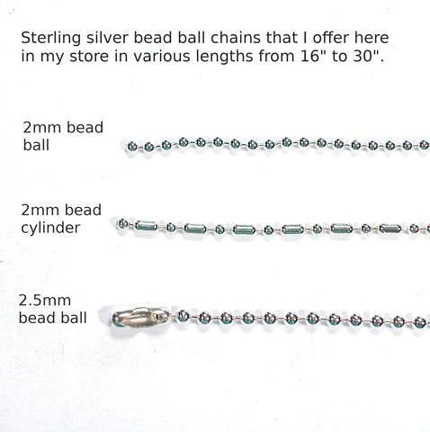 DVH 16" to 30" 2.0mm Sterling Silver Cylinder & Ball Chain w/ Sterling Silver Connector Clasp