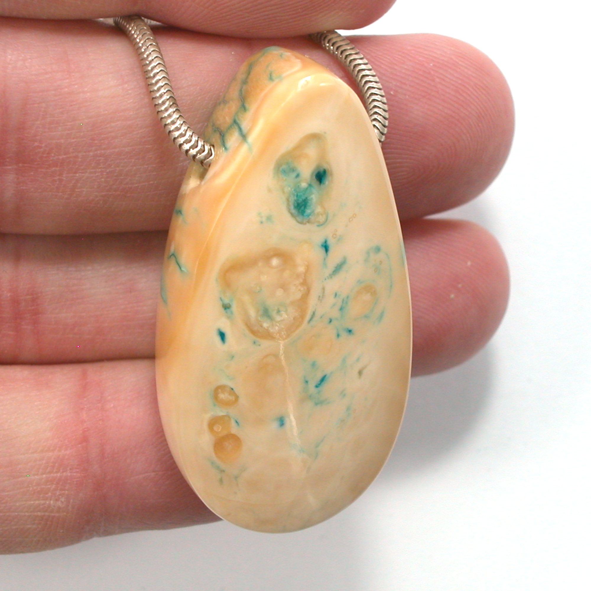 DVH Dyed Fossil Woolly Mammoth Molar Bead Pendant 45x23x13 (4595) - DVHdesigns