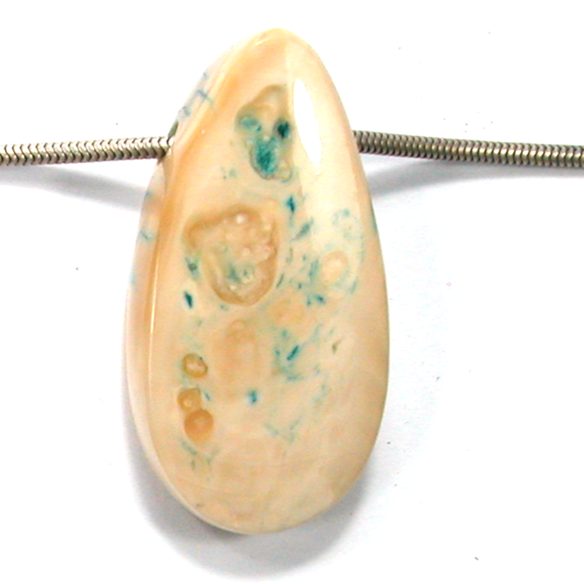 DVH Dyed Fossil Woolly Mammoth Molar Bead Pendant 45x23x13 (4595) - DVHdesigns