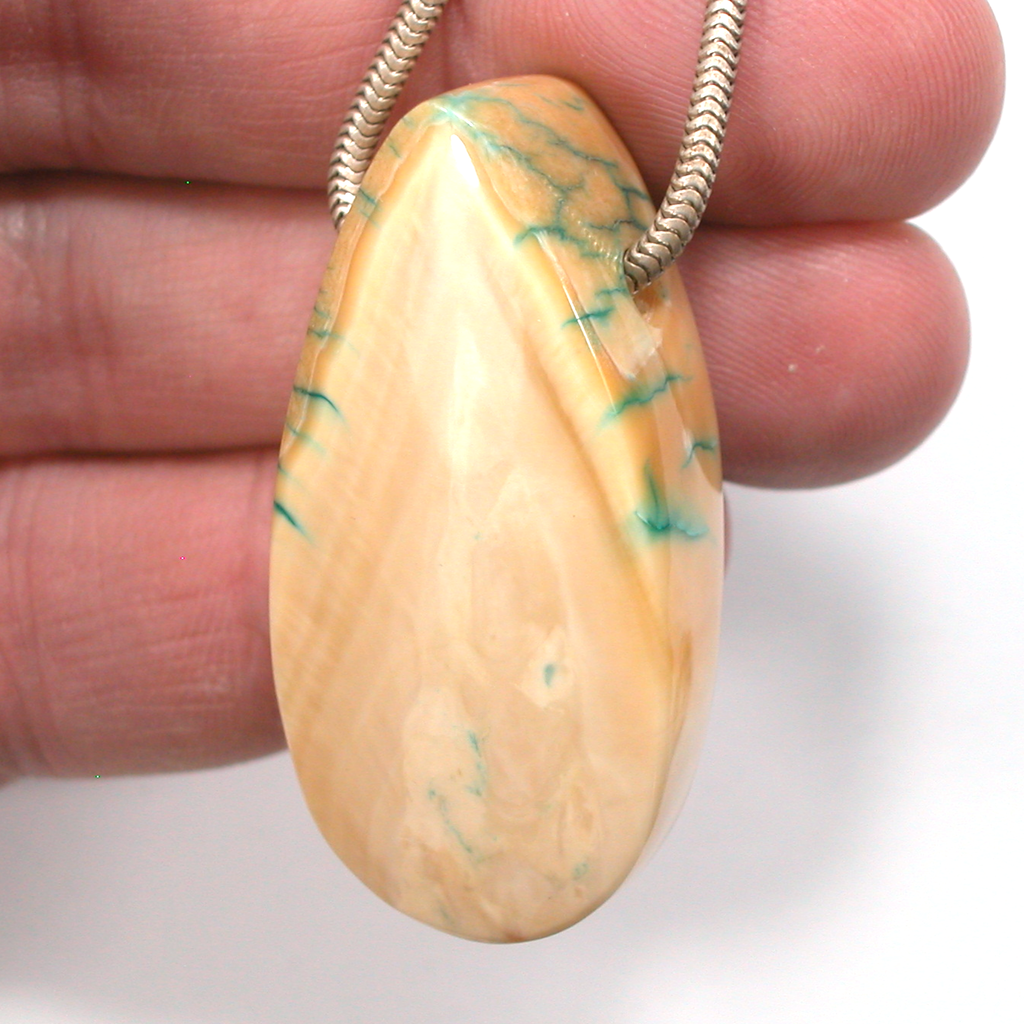 DVH Dyed Fossil Woolly Mammoth Molar Bead Pendant 45x23x13 (4595) - DVHdesigns