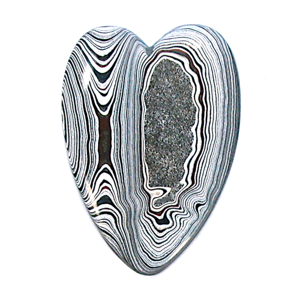 DVH GM Fordite Recycled Car Paint Heart Cabochon Cab 45x32x4 (4036)