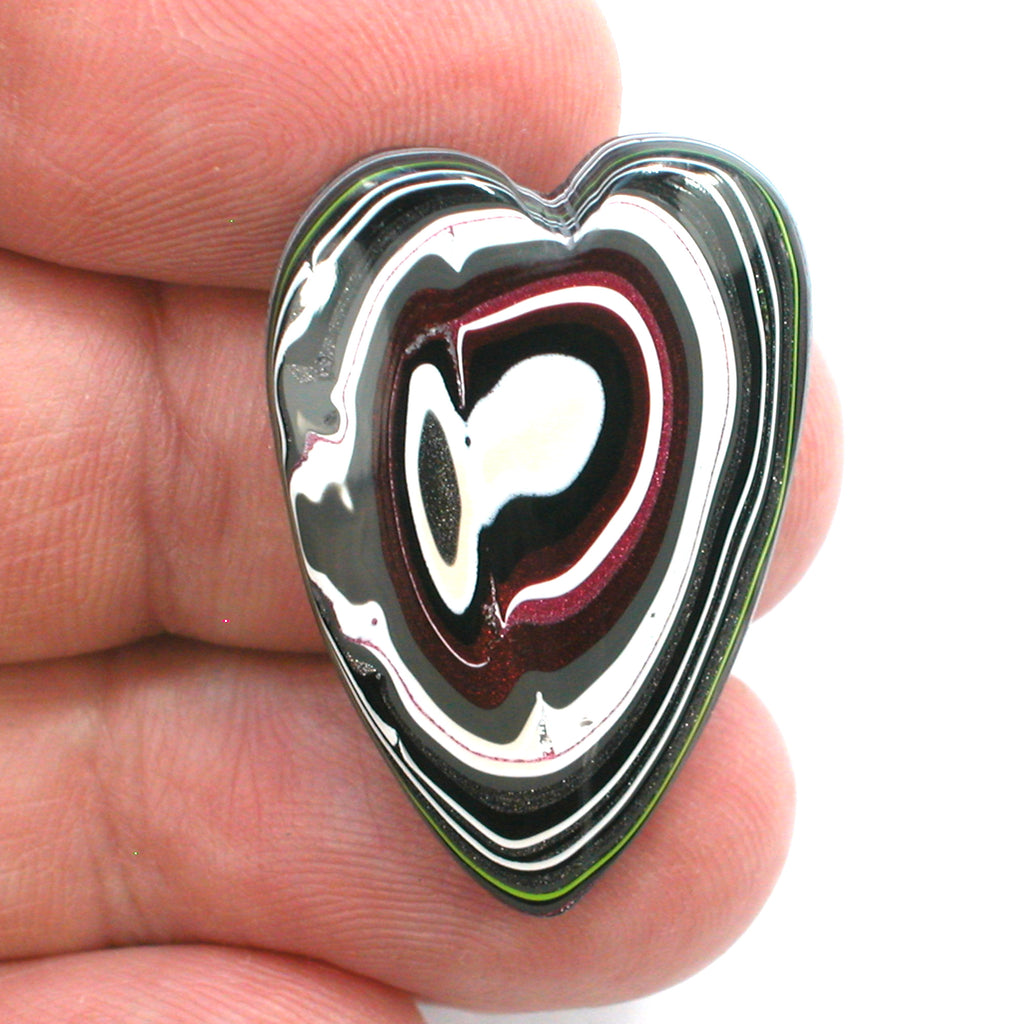 DVH JpWrnglr Fordite Cabochon Toledo Heart Cab 32x22x4 (4375) - DVHdesigns
