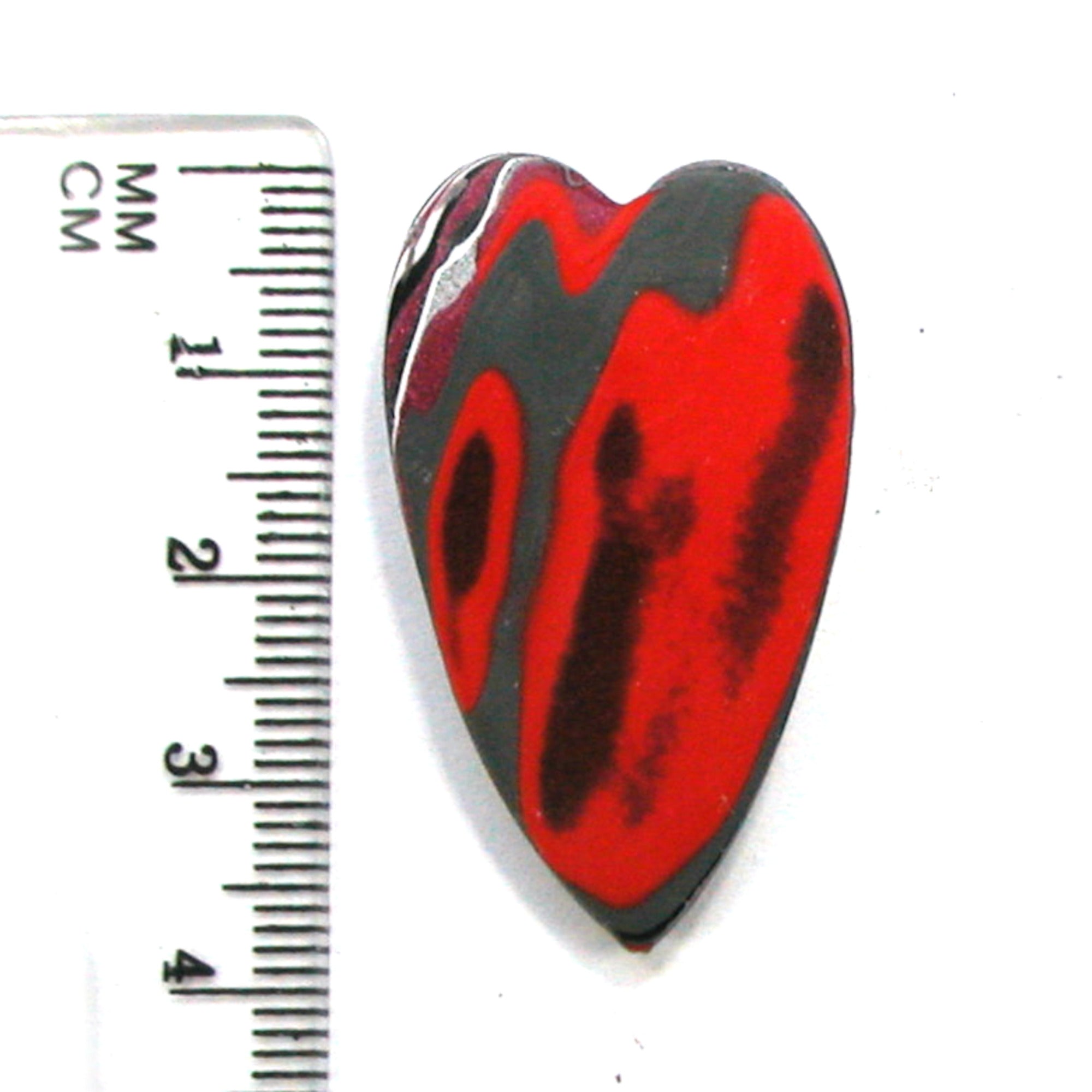DVH JpWrnglr Fordite Cabochon Toledo Heart Cab 38x22x5 (4376) - DVHdesigns
