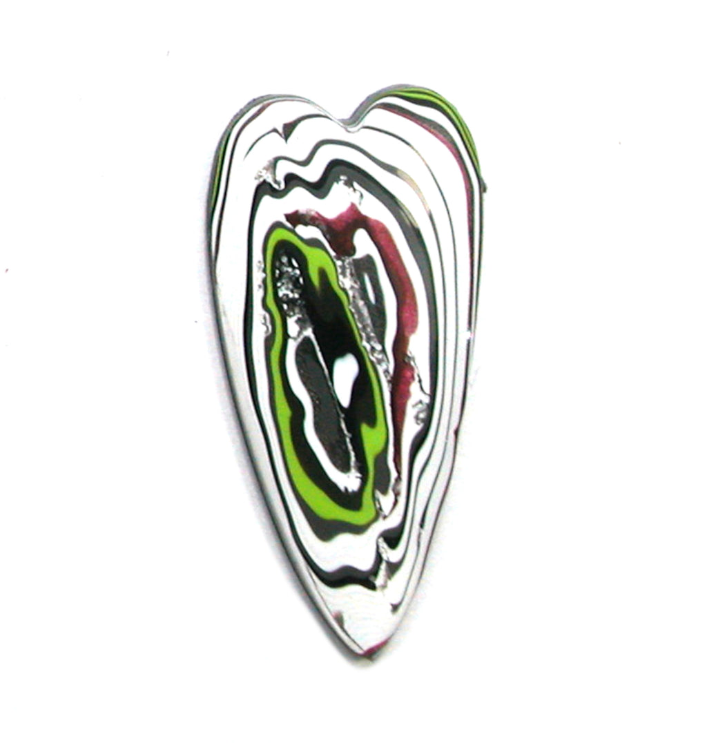 DVH JpWrnglr Fordite Cabochon Toledo Heart Cab 48x24x4(4378) - DVHdesigns