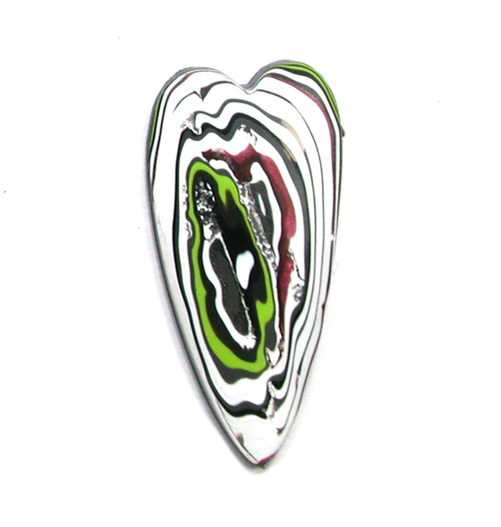 DVH JpWrnglr Fordite Cabochon Toledo Heart Cab 48x24x4(4378) - DVHdesigns