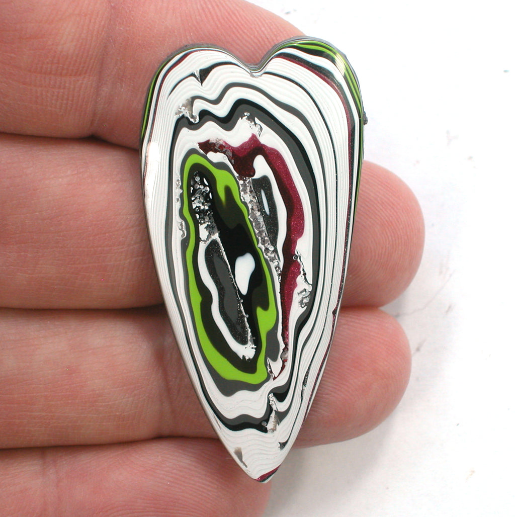 DVH JpWrnglr Fordite Cabochon Toledo Heart Cab 48x24x4(4378) - DVHdesigns