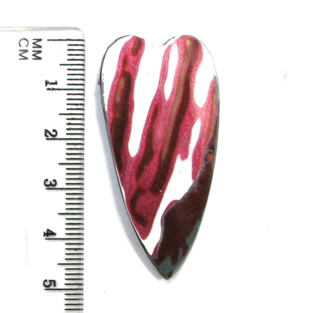 DVH JpWrnglr Fordite Cabochon Toledo Heart Cab 48x24x4(4378) - DVHdesigns