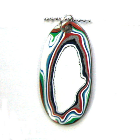 DVH Kenworth Truck Fordite Pendant Necklace Recycled Paint 43x22x3 (4138)