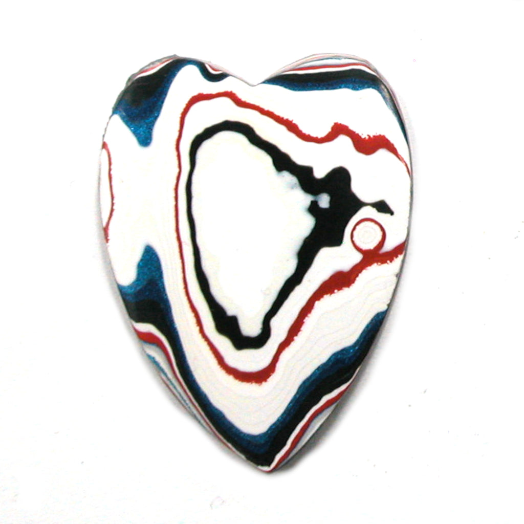 DVH Kenworth Truck Fordite Heart Cabochon Genuine 38x28x4 (4987) - DVHdesigns