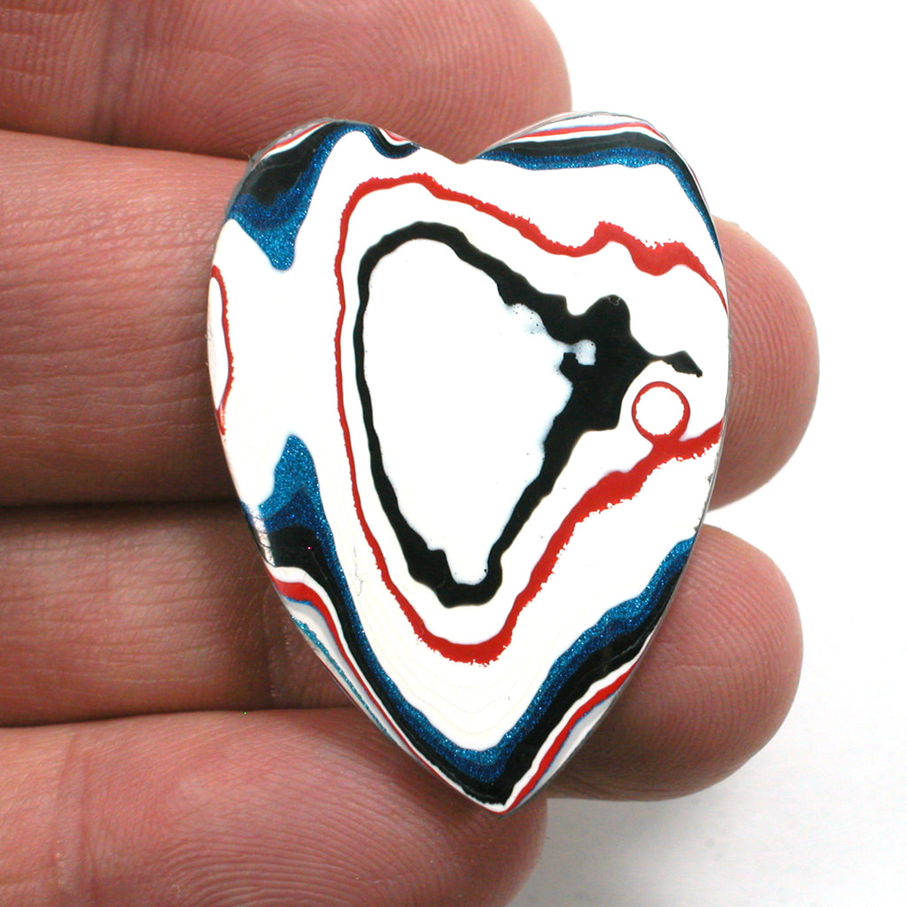 DVH Kenworth Truck Fordite Heart Cabochon Genuine 38x28x4 (4987) - DVHdesigns