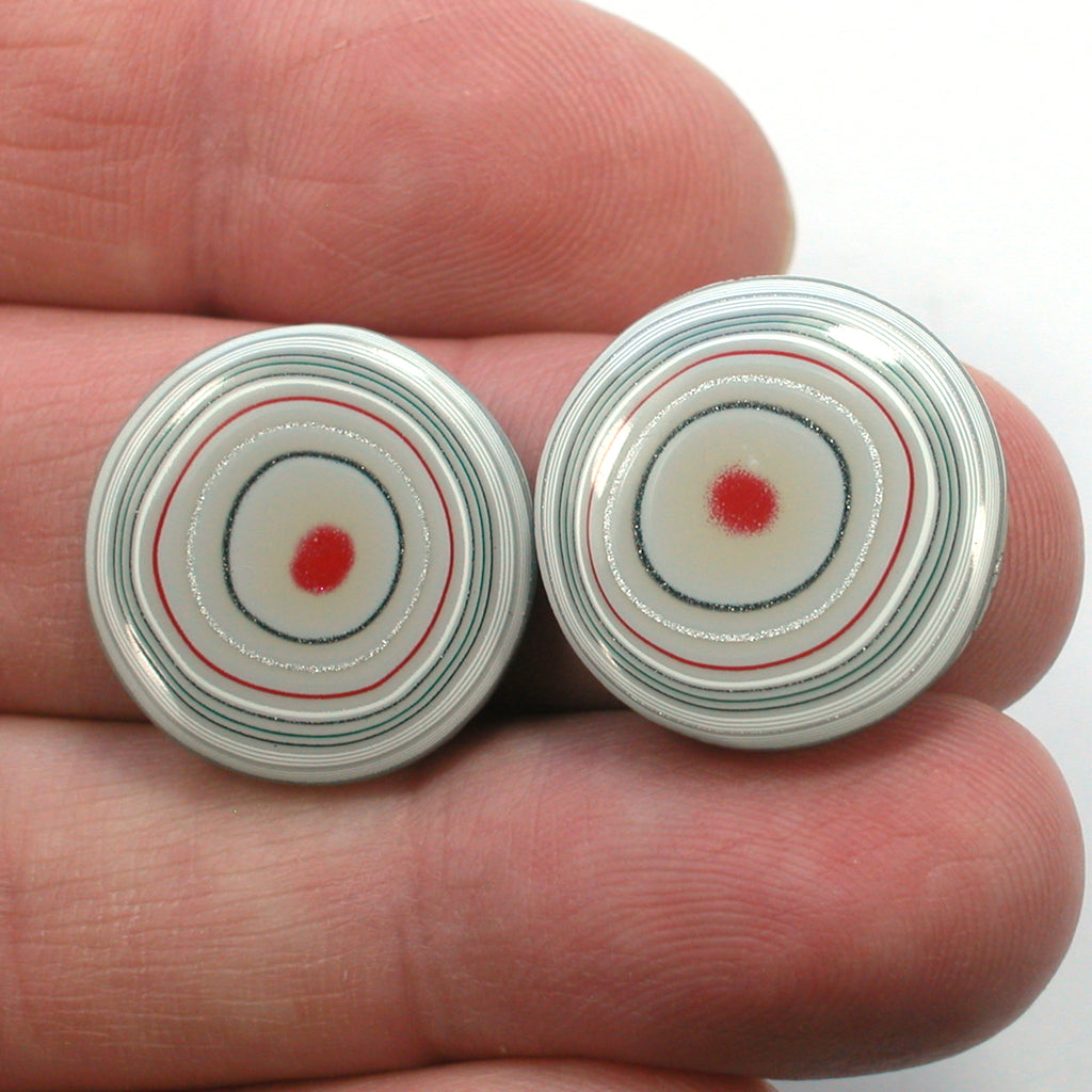 DVH 20mm RD Fordite Matched Pair Cabochons Kansas City Ford F150 (5139)