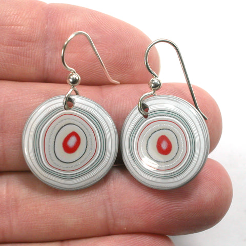 DVH Fordite Earrings Ford F150 Truck KC Assembly 20mm Rd Sterling (5184)