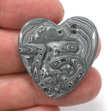 DVH RARE Number #75 Fordite Heart Cabochon Genuine Michigan Material 34x32x4 (4775)