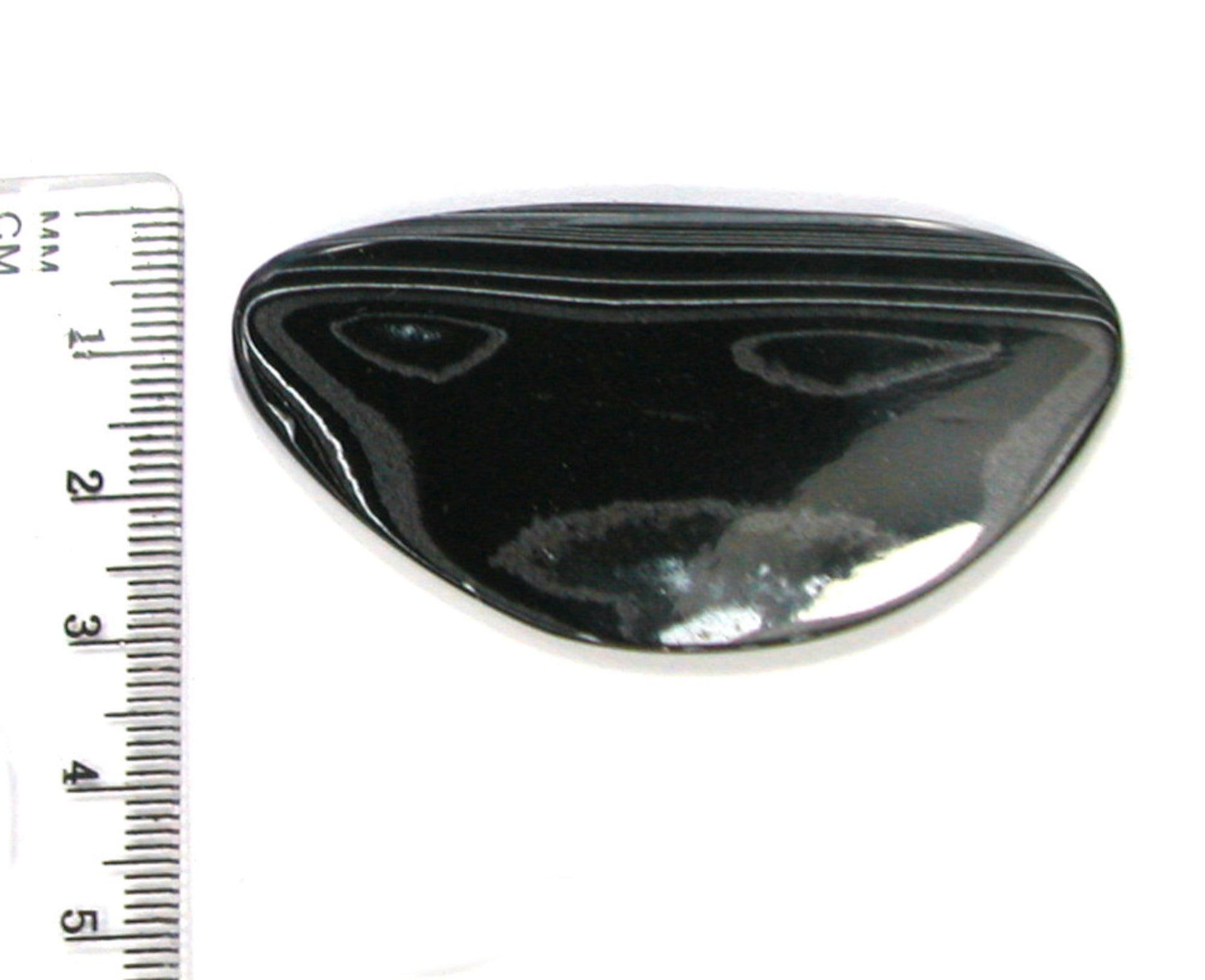DVH Black Onyx Fordite Crown of Silver Sheen Cabochon 56x28x4 (4696) - DVHdesigns
