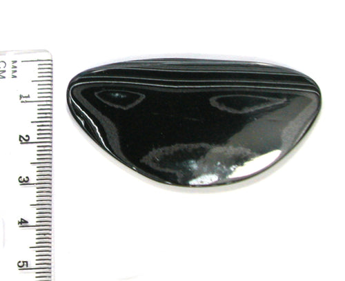 DVH Black Onyx Fordite Crown of Silver Sheen Cabochon 56x28x4 (4696) - DVHdesigns