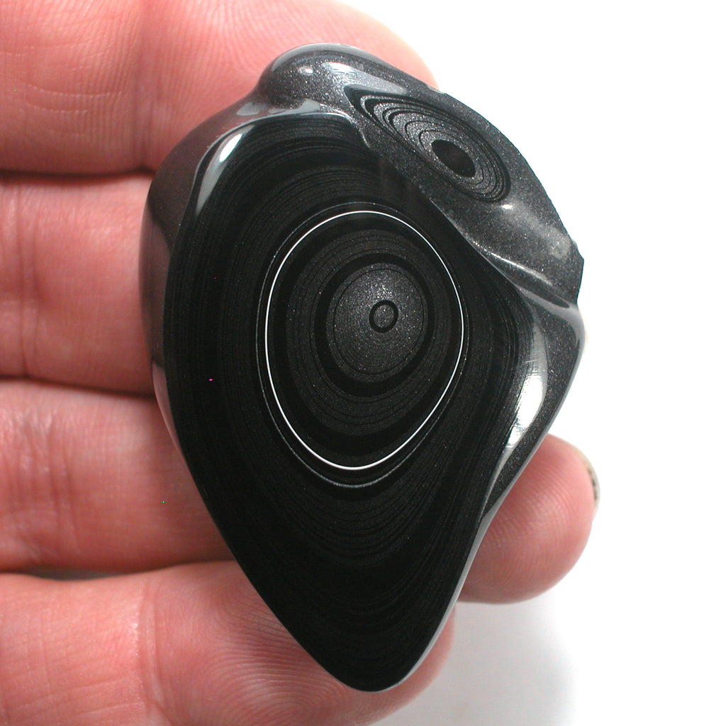 DVH Black Fordite Crown of Silver Sheen Polished Specimen Rough (4629) - DVHdesigns