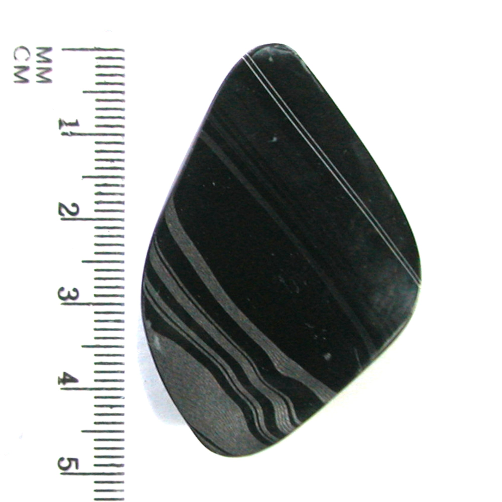 DVH Black Fordite Crown of Silver Sheen Cabochon 47x31x8 (4637) - DVHdesigns