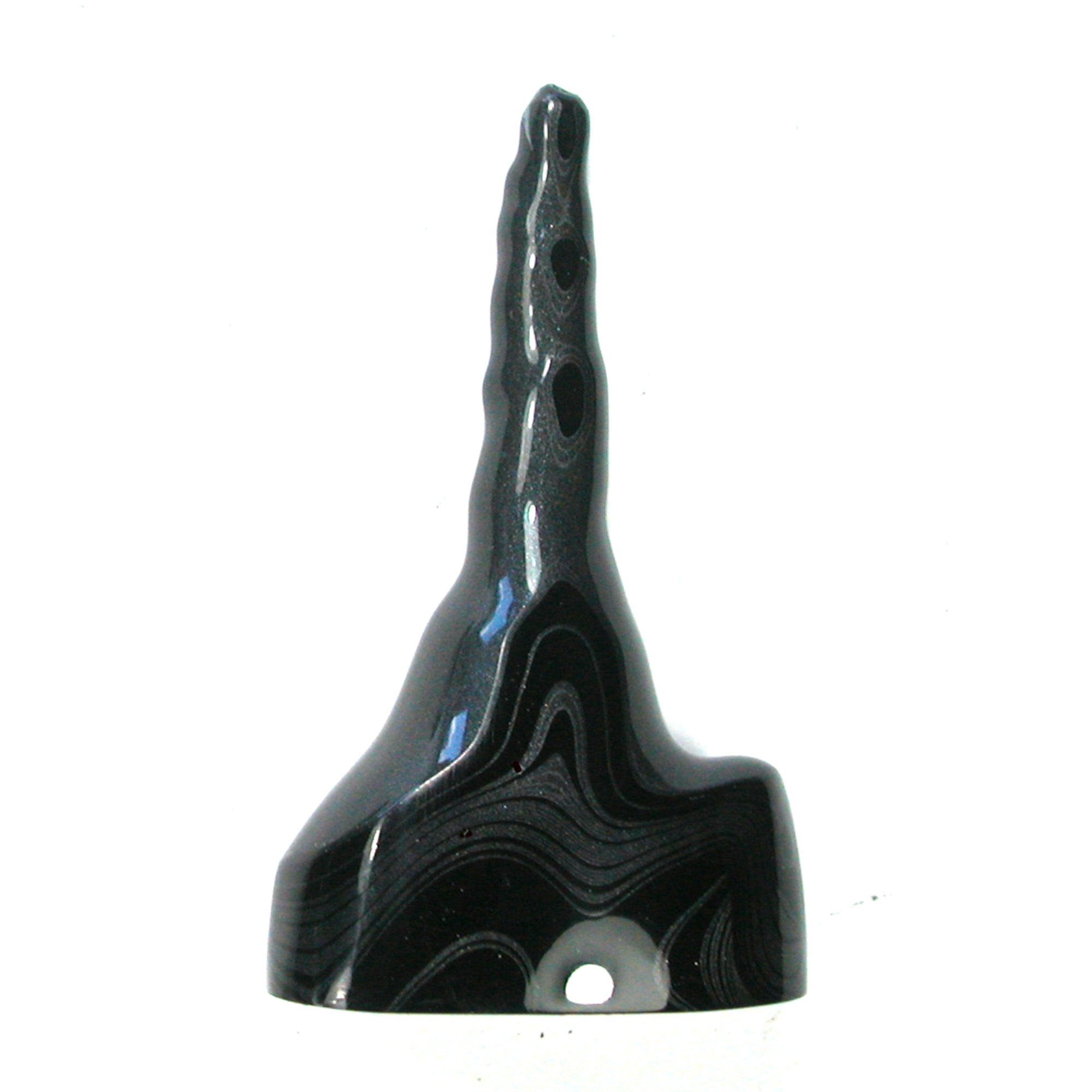 DVH Black Fordite Crown of Silver Sheen Stalactite Specimen 61x37x18 (4654) - DVHdesigns