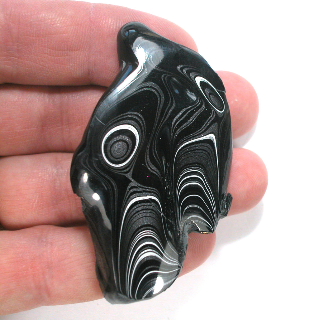 DVH Black Fordite Crown of Silver Sheen Polished Specimen Rough (4684) - DVHdesigns