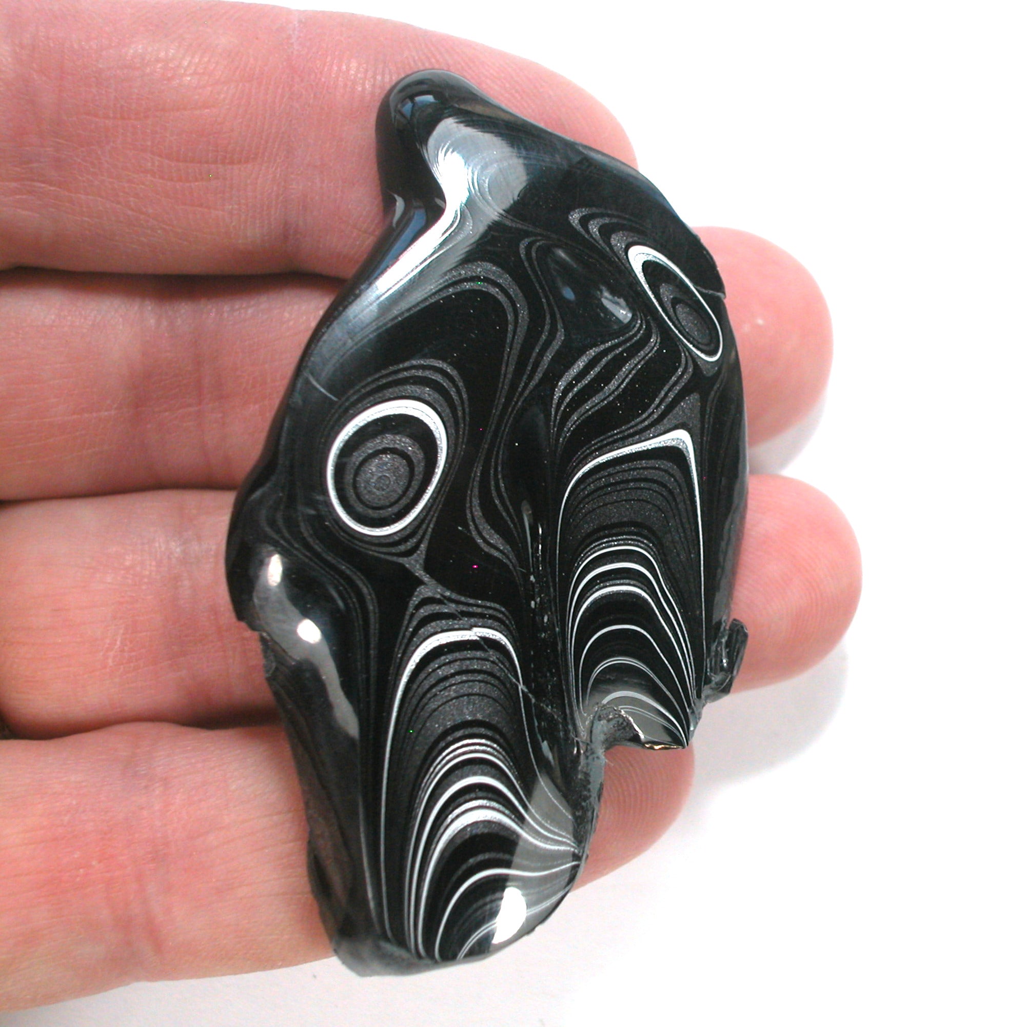 DVH Black Fordite Crown of Silver Sheen Polished Specimen Rough (4684) - DVHdesigns