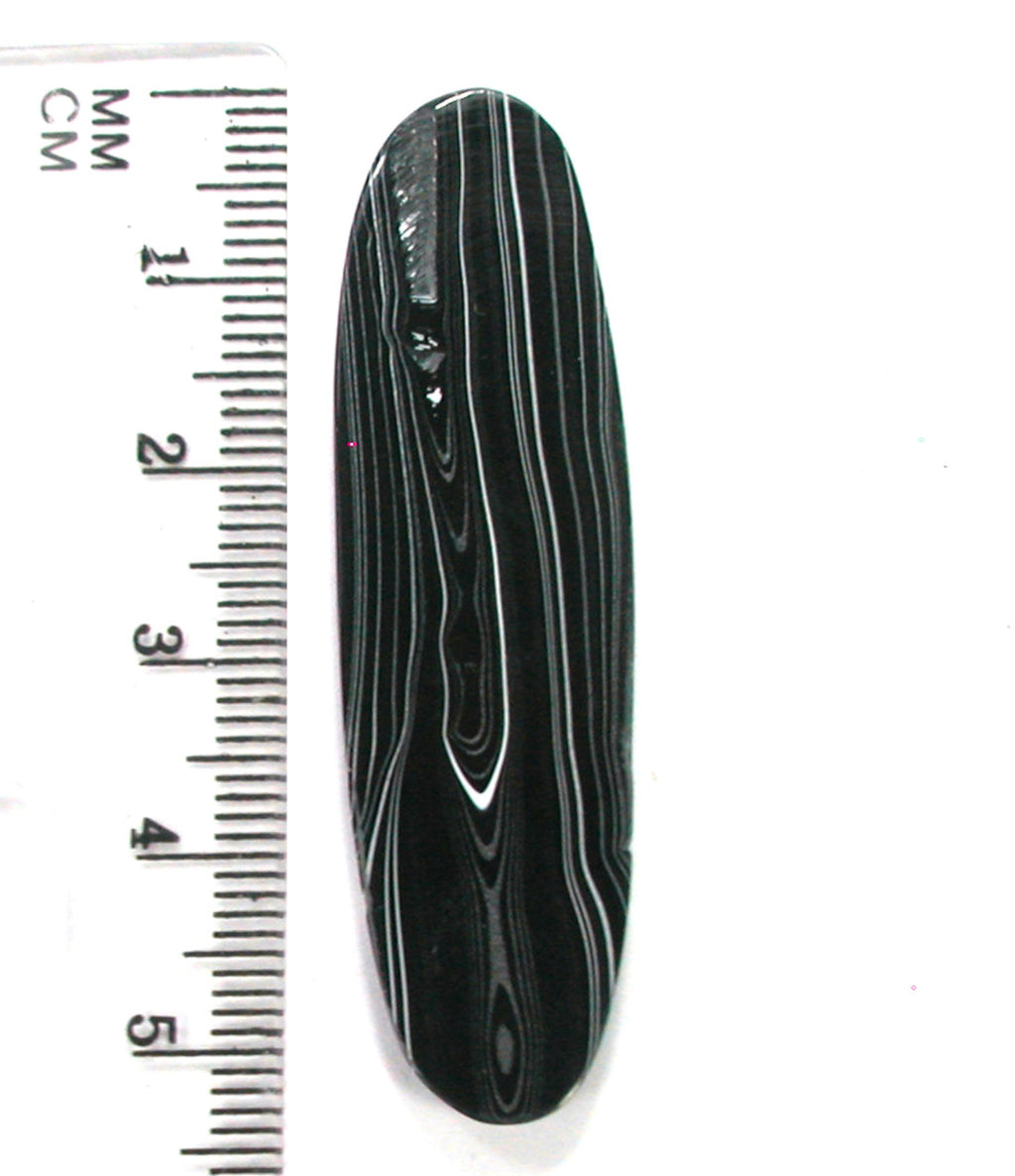 DVH Black Onyx Fordite Crown of Silver Sheen Cabochon 53x15x5 (4700) - DVHdesigns