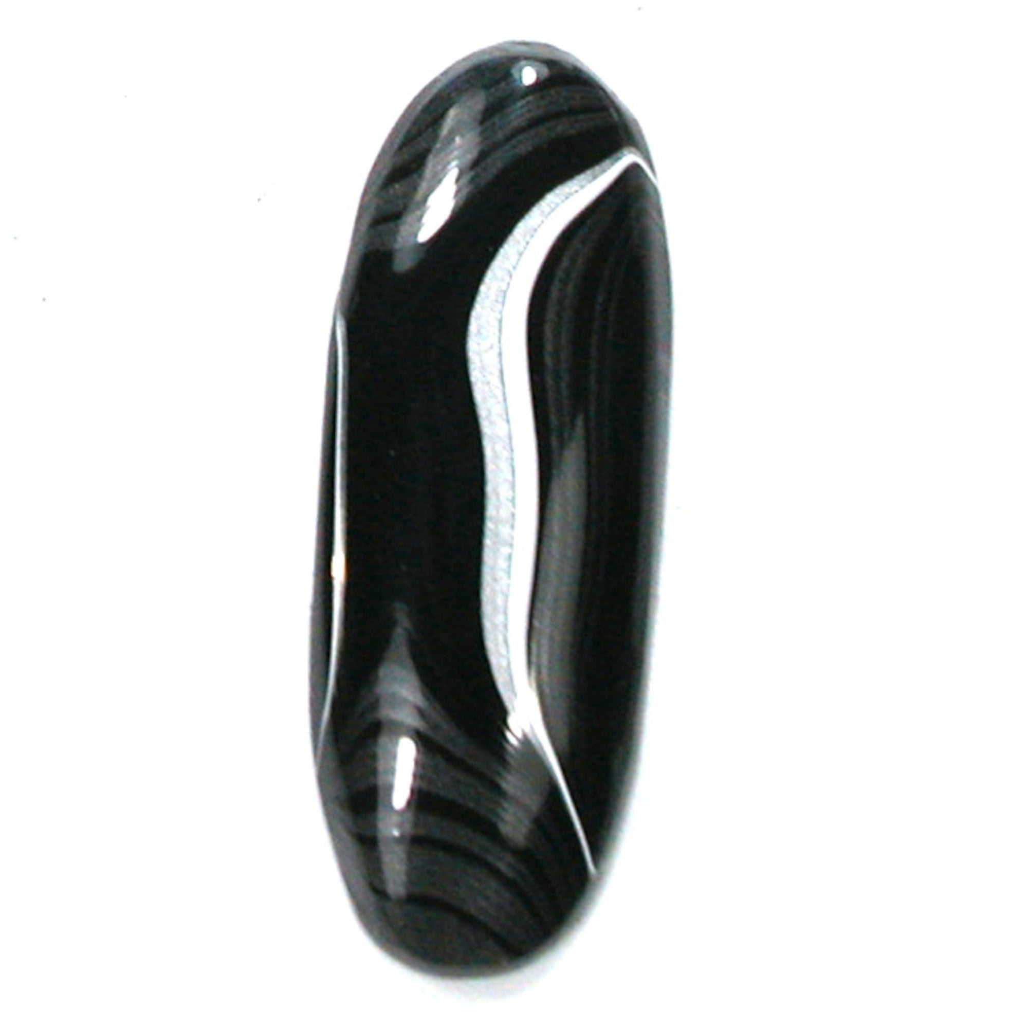 DVH Black Onyx Fordite Crown of Silver Sheen Cabochon 35x13x5 (4703) - DVHdesigns