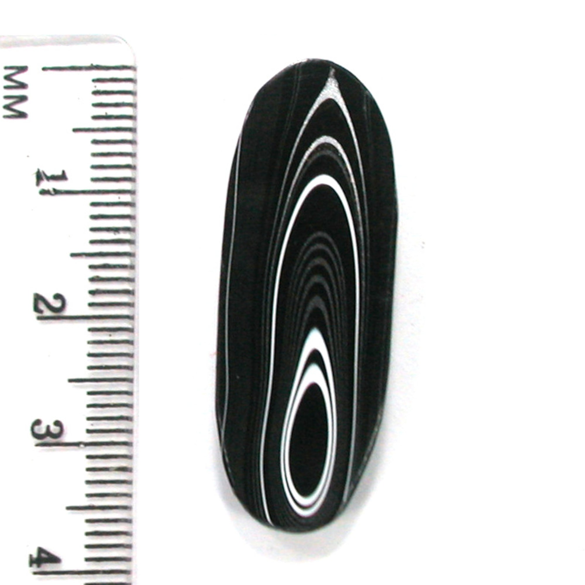 DVH Black Onyx Fordite Crown of Silver Sheen Cabochon 35x13x5 (4703) - DVHdesigns