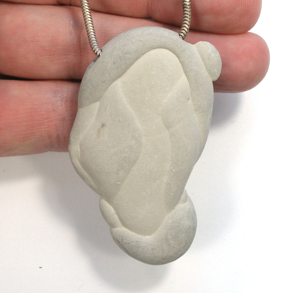 DVH Fairy Stone Concretion Bead Pendant Goddess Rock Quebec  62x35x12 (4303) - DVHdesigns