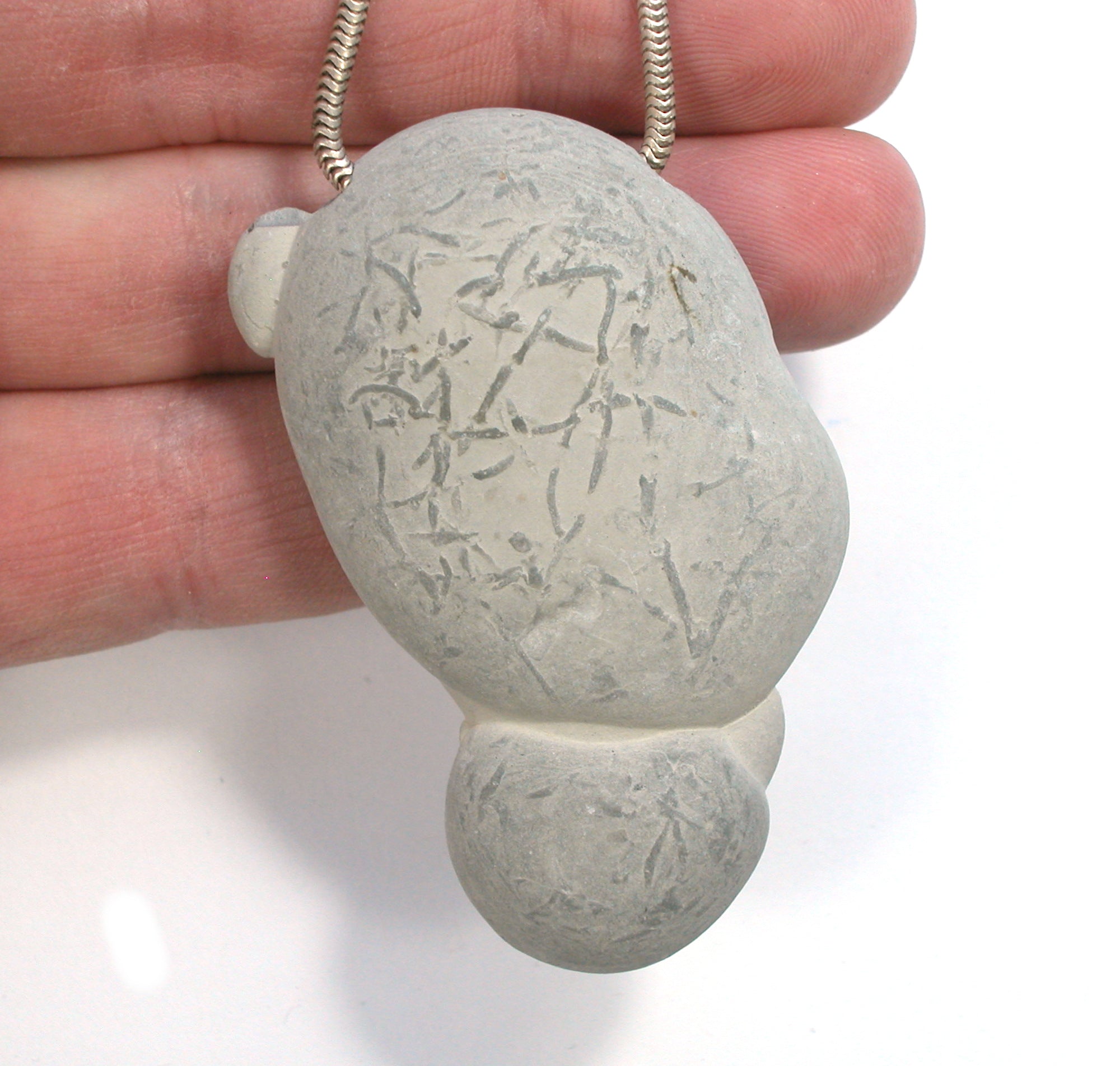 DVH Fairy Stone Concretion Bead Pendant Goddess Rock Quebec  62x35x12 (4303) - DVHdesigns
