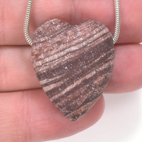 DVH Heart of Stone Bead Pendant Banded Rhyolite Beaver Utah 31x25x14 (5229)