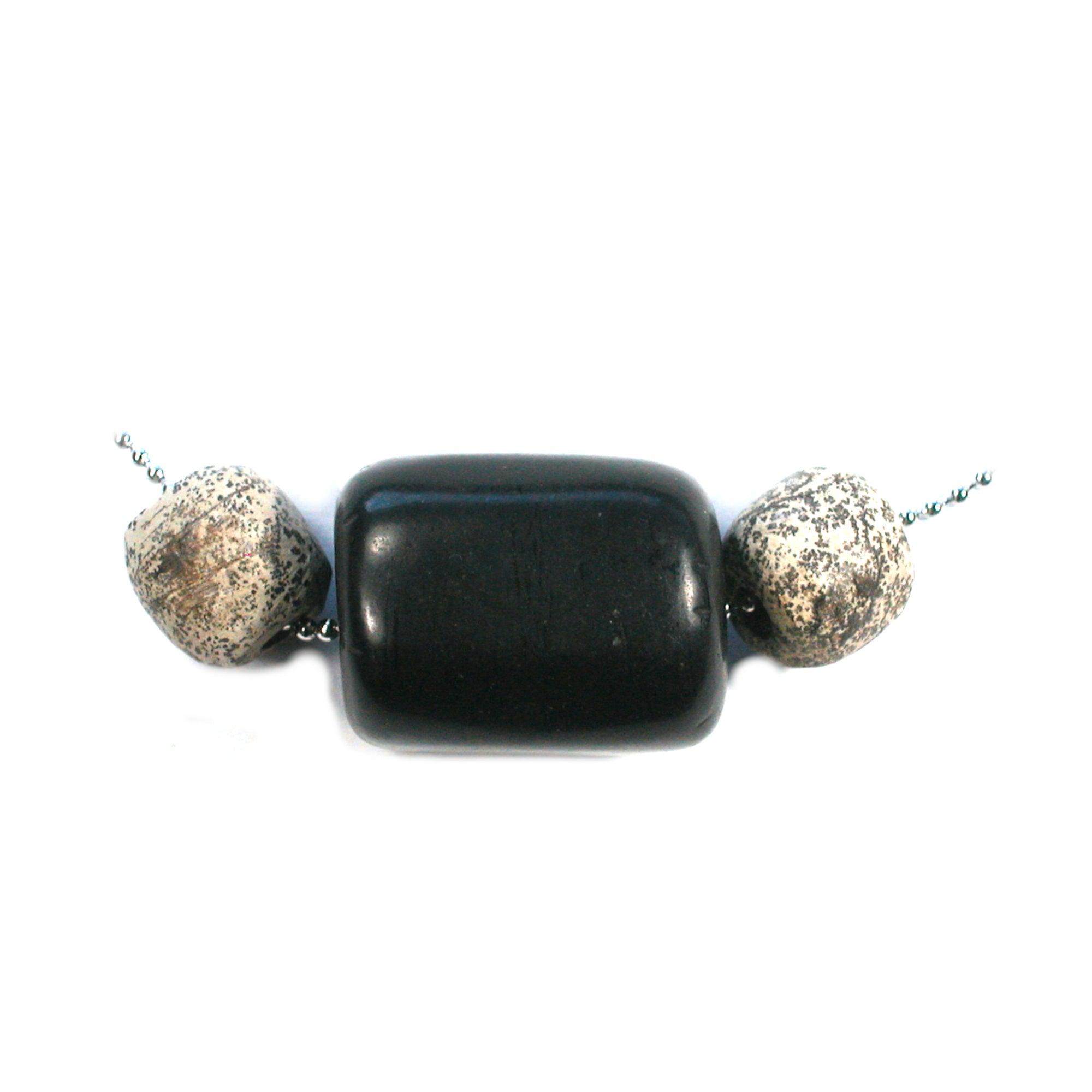 DVH Jet & Fossil Mammoth Bone Bead Necklace Extinction Mourning Jewelry (4914) - DVHdesigns