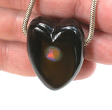 DVH Jet Mourning Heart Bead Ethiopian Opal Inlay Jewelry 34x24x13 (2636) - DVHdesigns