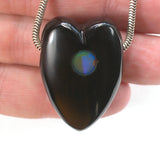 DVH Jet Mourning Heart Bead Ethiopian Opal Inlay Jewelry 34x24x13 (2636) - DVHdesigns