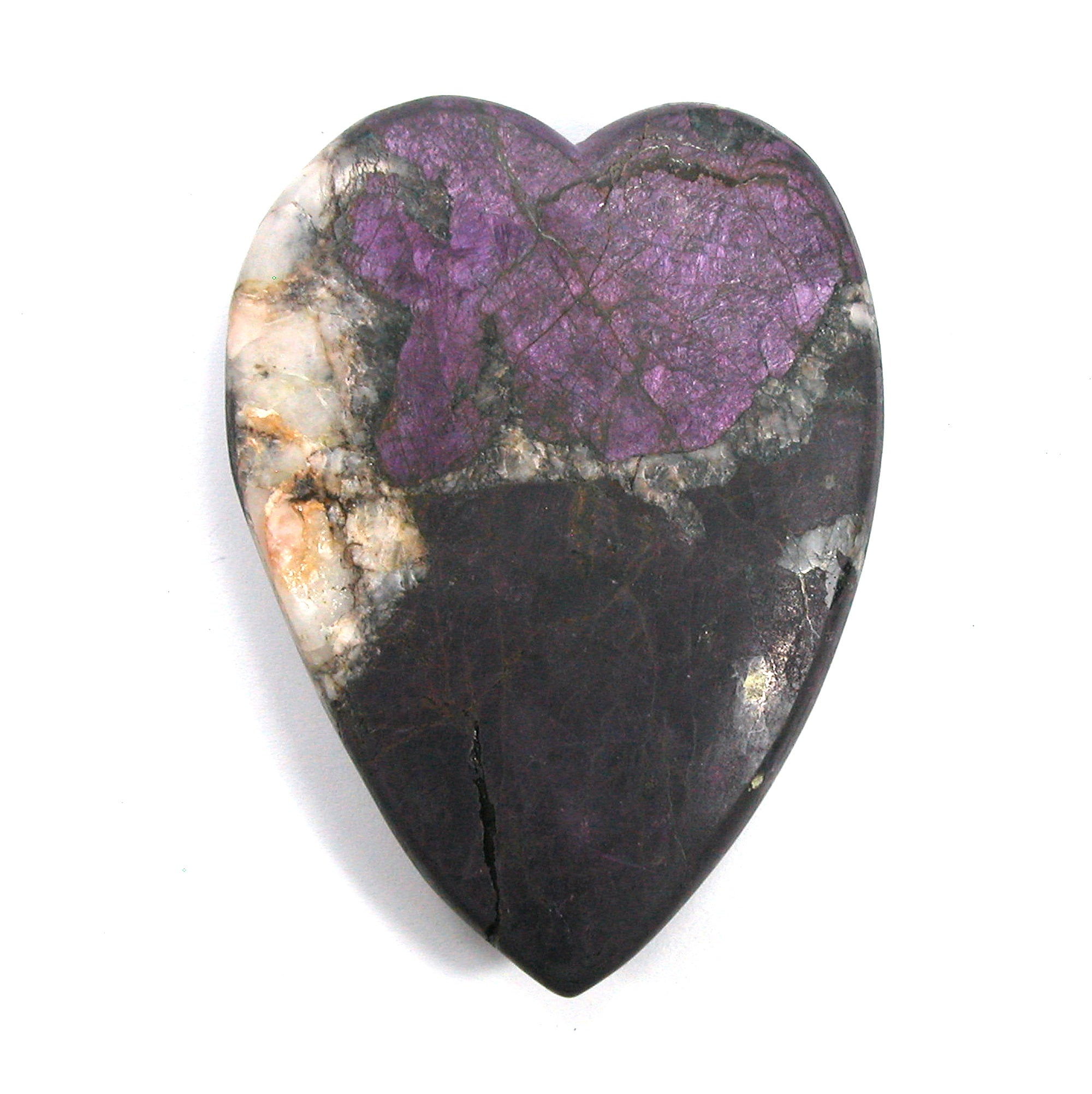 DVH Purpurite & Quartz Broken Healed Heart Carving Namibia 3.4oz Purple 77x57x12mm - DVHdesigns