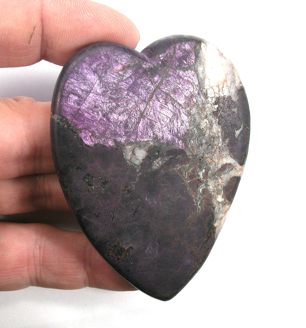 DVH Purpurite & Quartz Broken Healed Heart Carving Namibia 3.4oz Purple 77x57x12mm - DVHdesigns