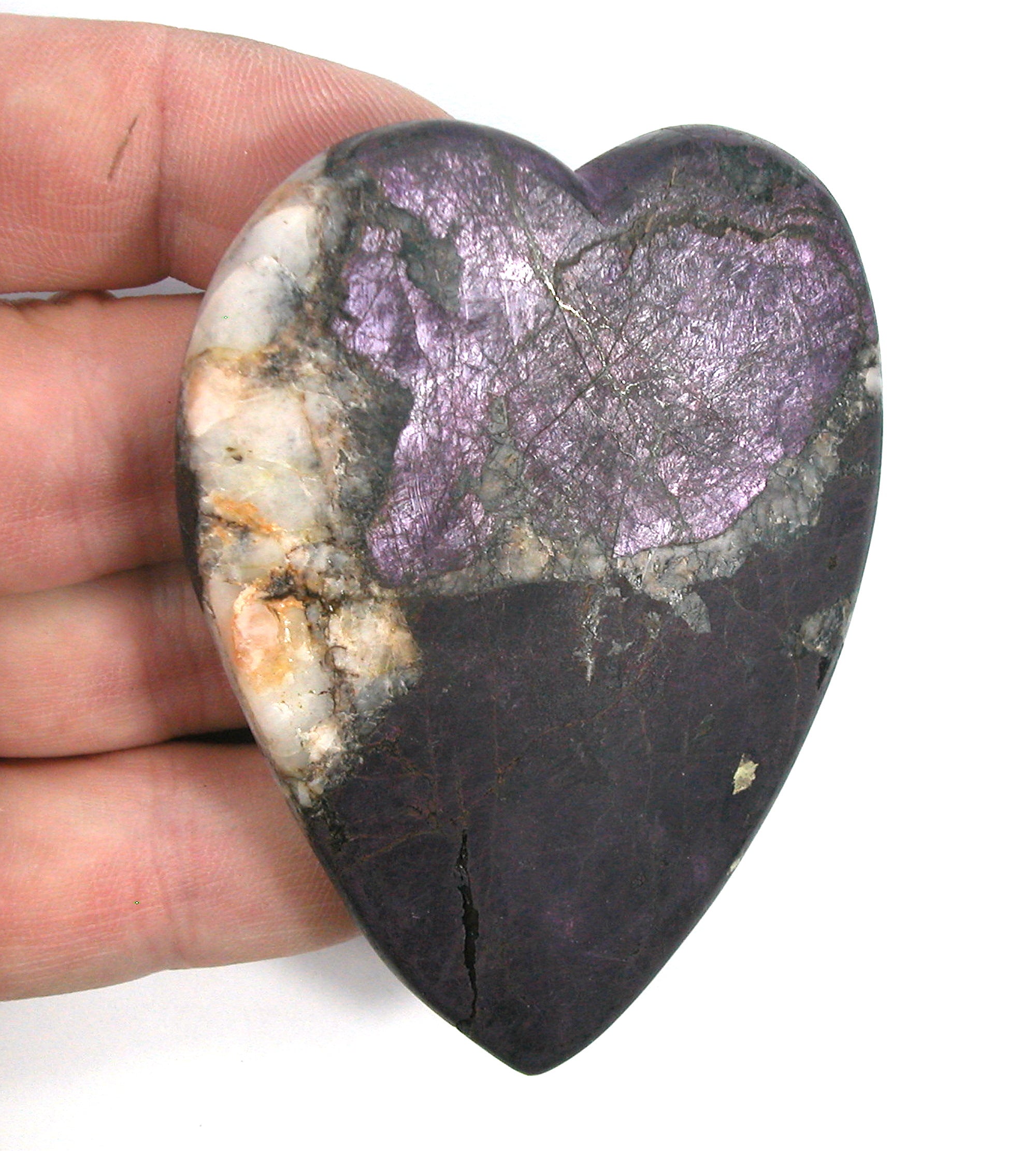 DVH Purpurite & Quartz Broken Healed Heart Carving Namibia 3.4oz Purple 77x57x12mm - DVHdesigns